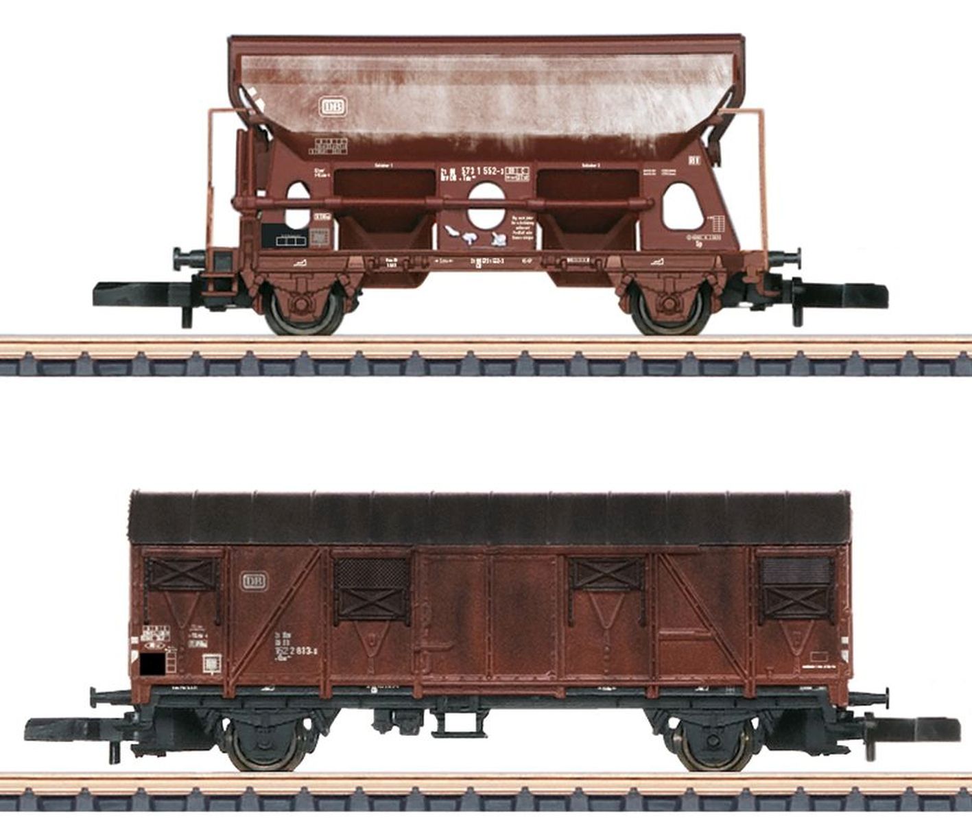 Märklin 82442 - 2er Set  Selbstentladewagen Tds 925 und gedeckter Güterwagen Gbs 245, DB, Ep.IV