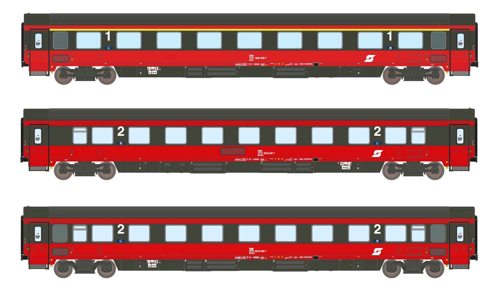 ASM 24002 - 3er Set Personenwagen Amz+2xBmpz EC 64, ÖBB, Ep.IV