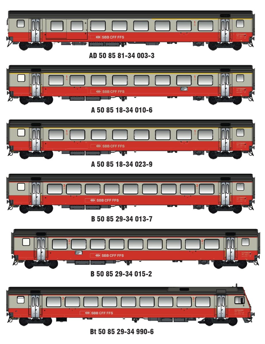 L.S. Models MW2109DC - 6er Set Personenwagen EW III, Airport Express, SBB, Ep.IV-V, AC