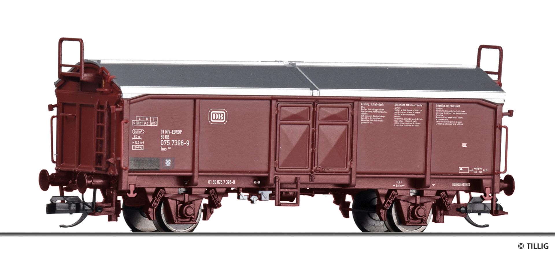 Tillig 17676 - Schiebedachwagen Tms 851, DB, Ep.IV