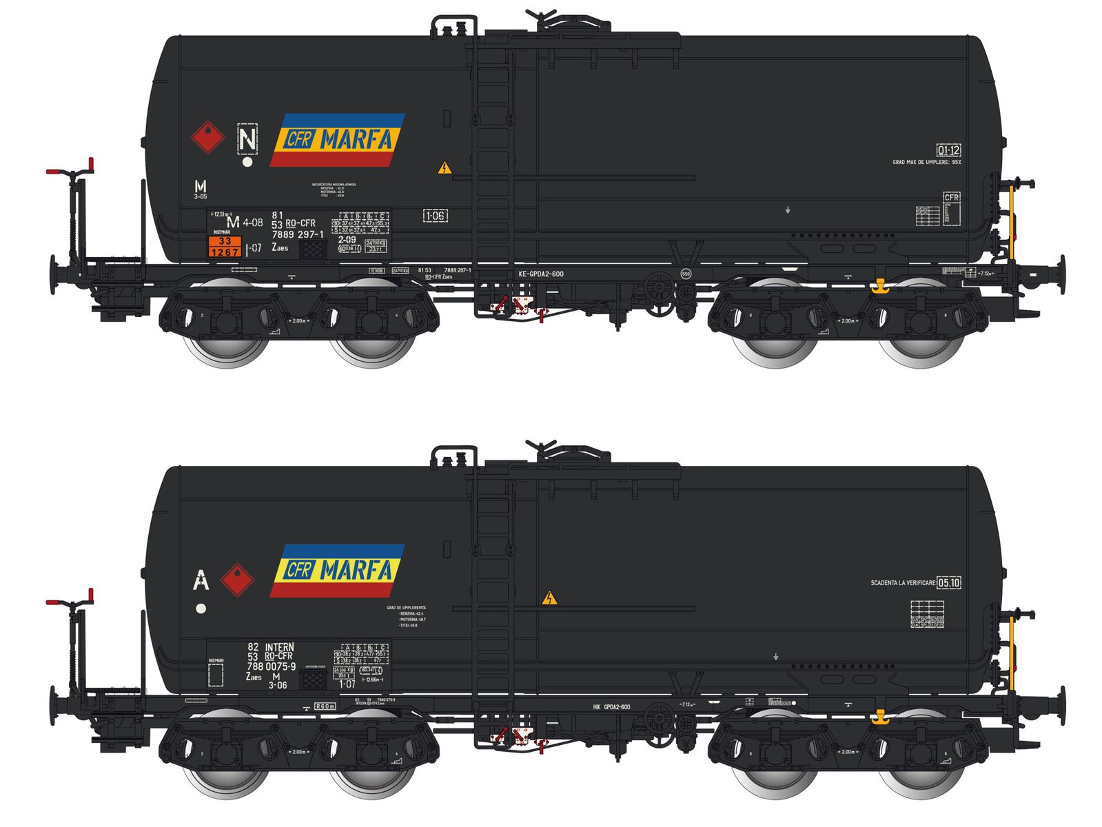 Albert Modell 700007 - 2er Set Kesselwagen Zaes, RO-CFR, Ep.VI