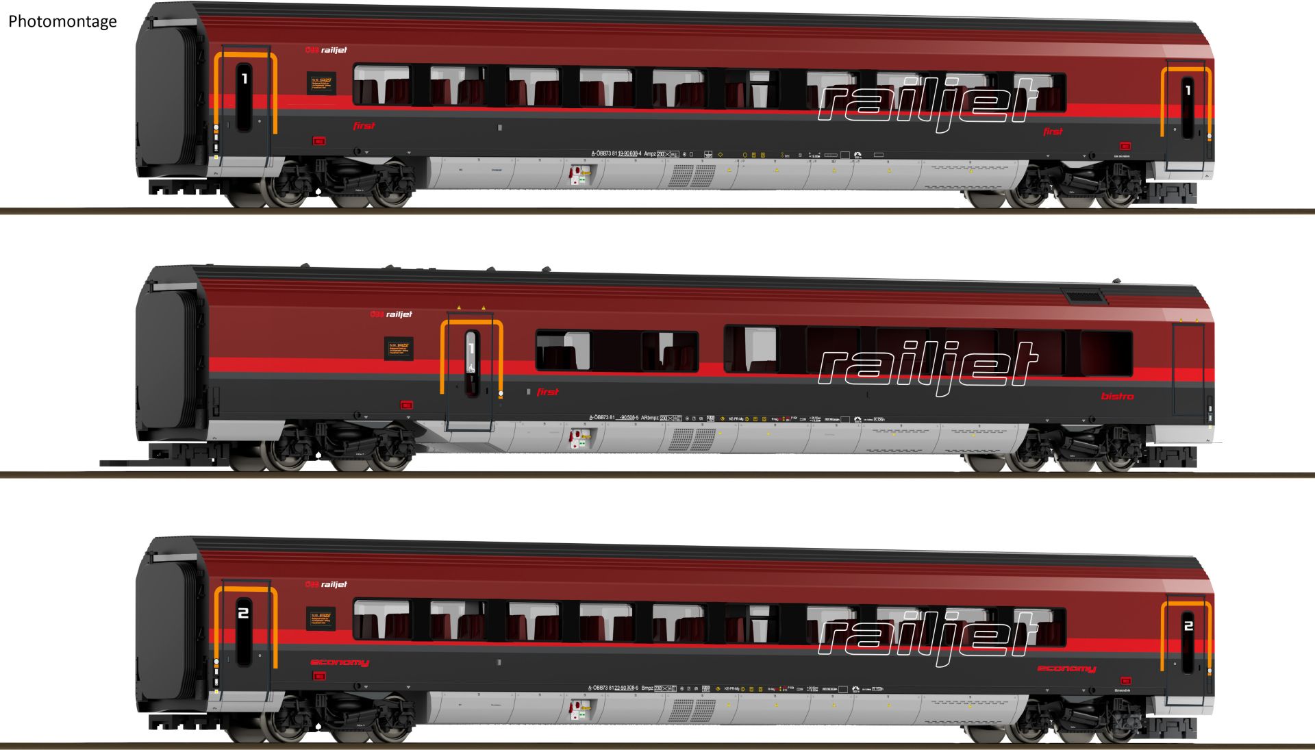 Saxonia 120300 - 3er Set Personenwagen 'Railjet', ÖBB Ep.VI
