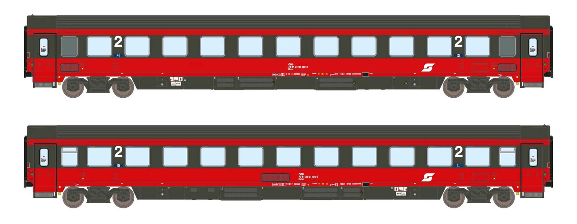 ASM 24001 - 2er Set Personenwagen Bmz EC 64, ÖBB, Ep.IV