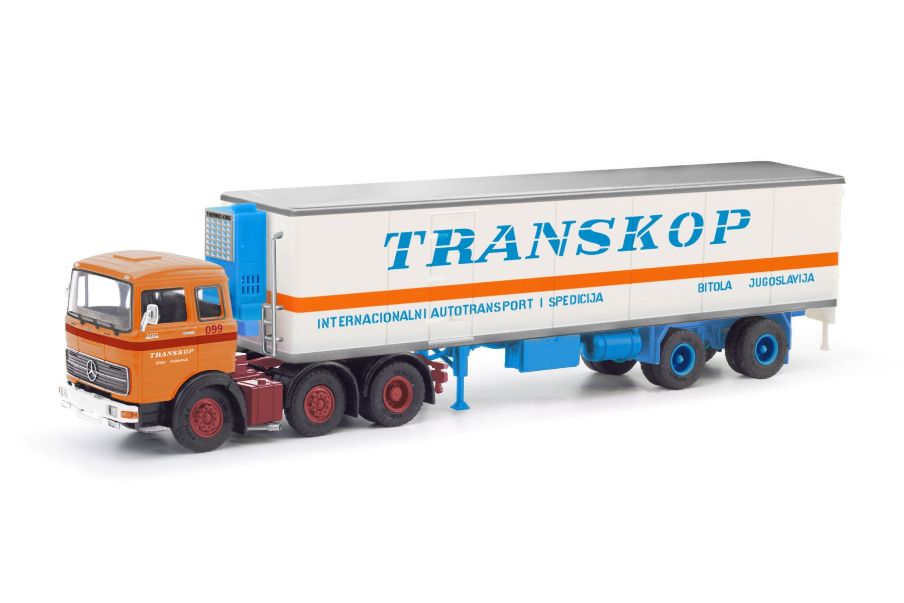 Herpa 87MBS026406 - Mercedes-Benz LPS 2032 Kühlkoffer-Sattelzug "Transkop"
