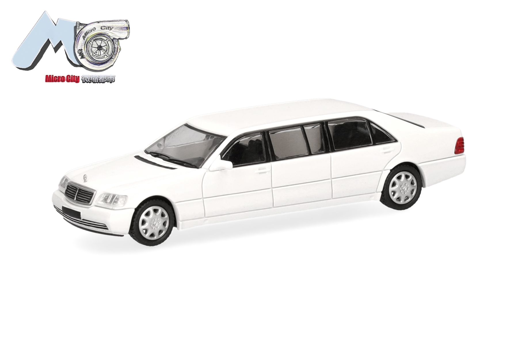 Herpa 87MC000115 - MicroCity: Mercedes-Benz S600 Pullmann, weiß