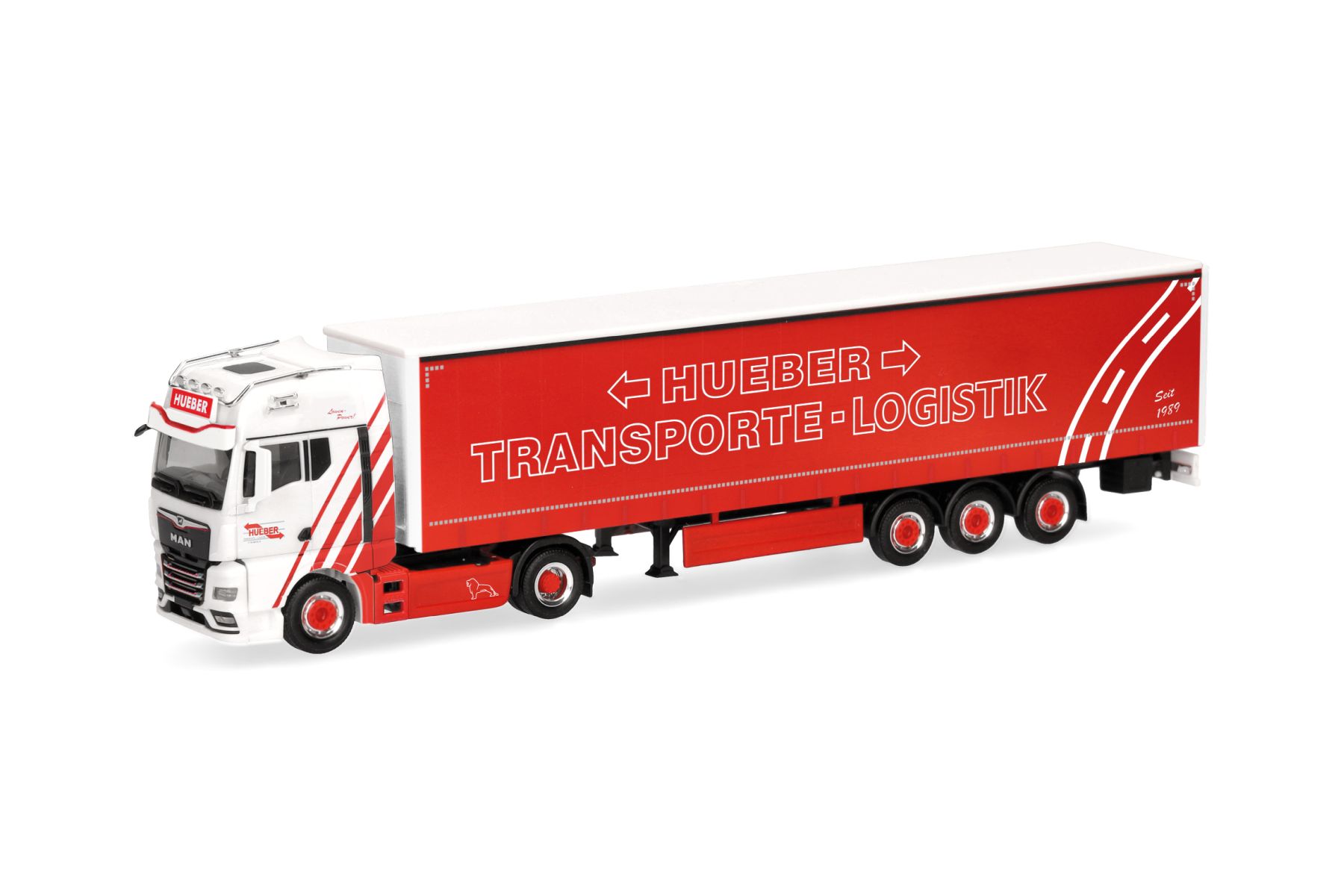 Herpa 321259 - MAN TGX GX Gardinenplanen-Sattelzug "Hueber Heideck"