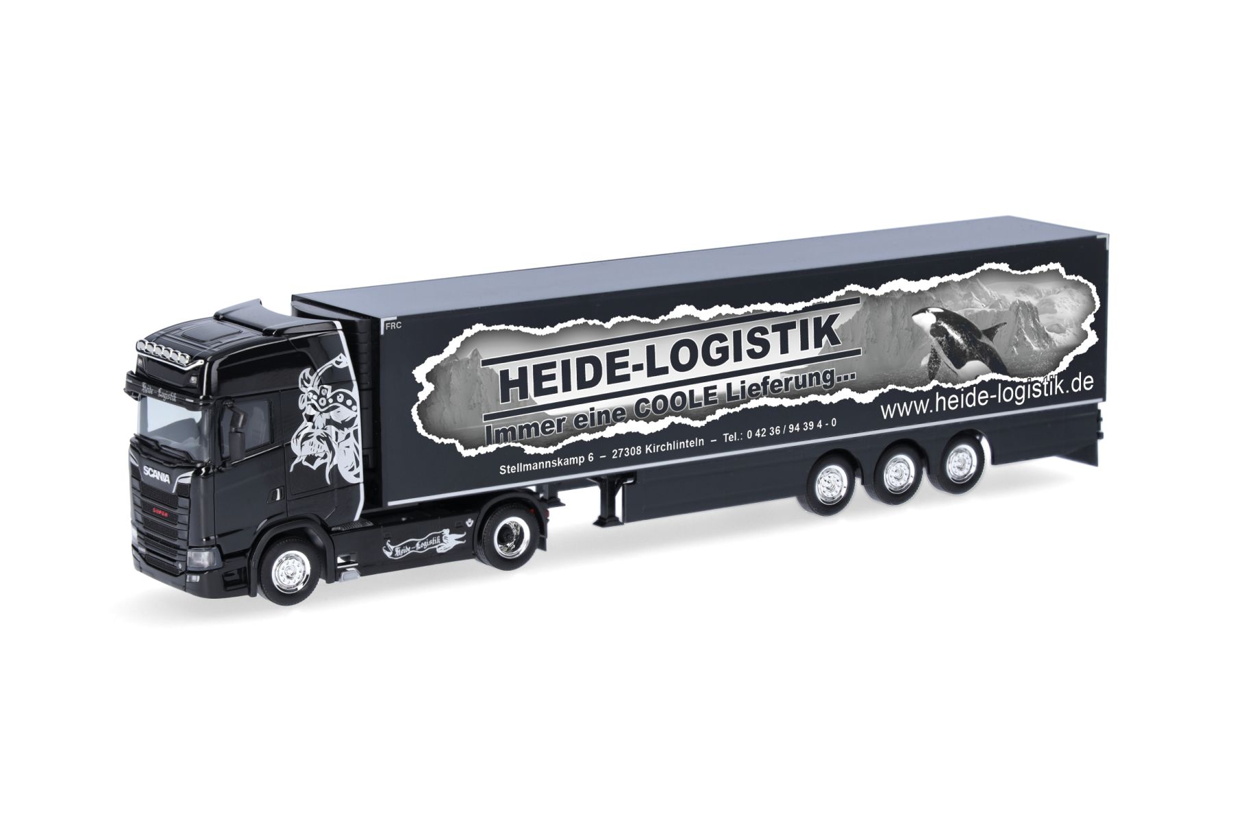 Herpa 319386 - Scania CS 20 HD Kühlkoffer-Sattelzug "Heide Logistik"