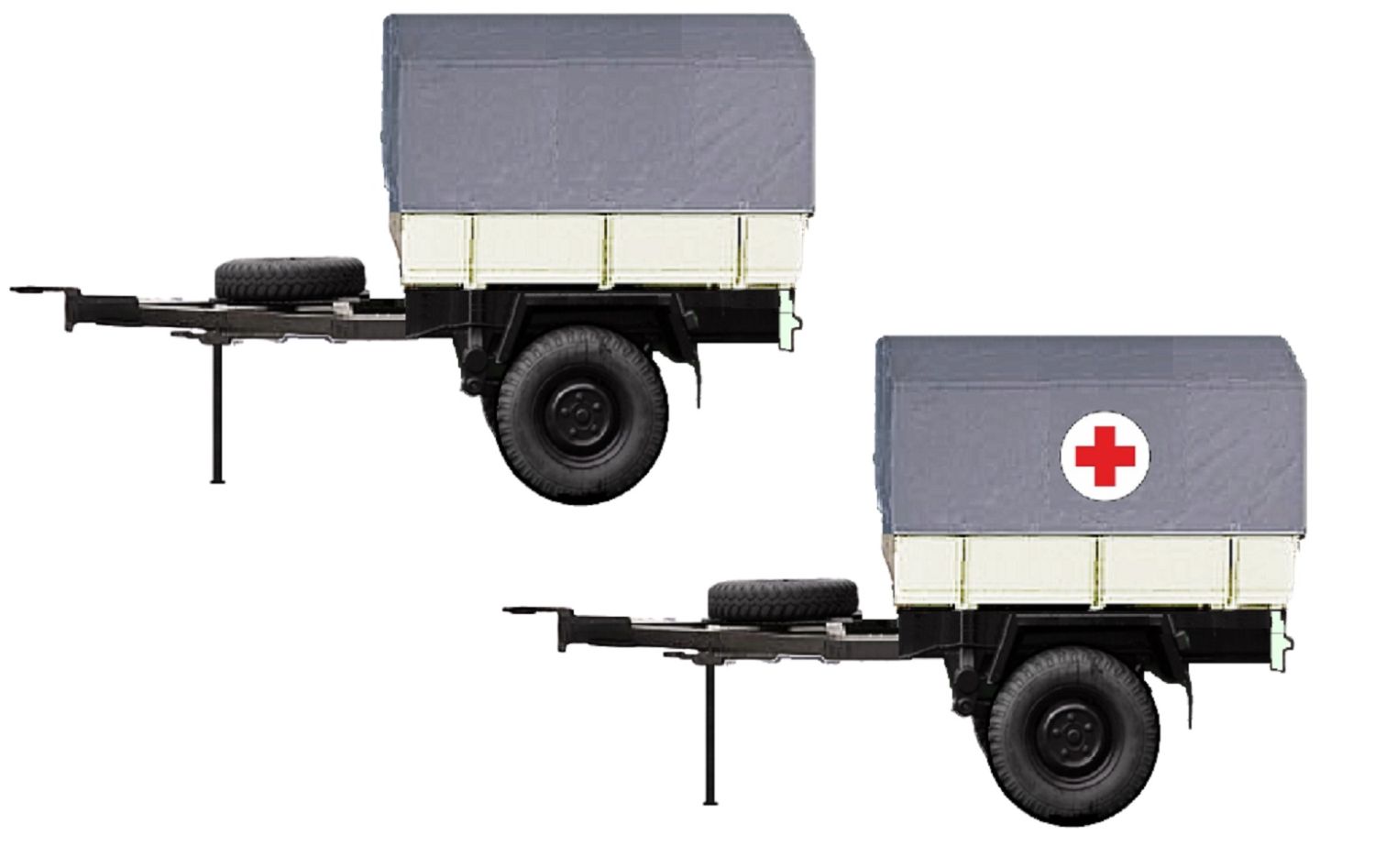 NPE NA 88323 - Anhänger HL 10 Hochpritsche-Plane, DRK DDR, 2 Stück