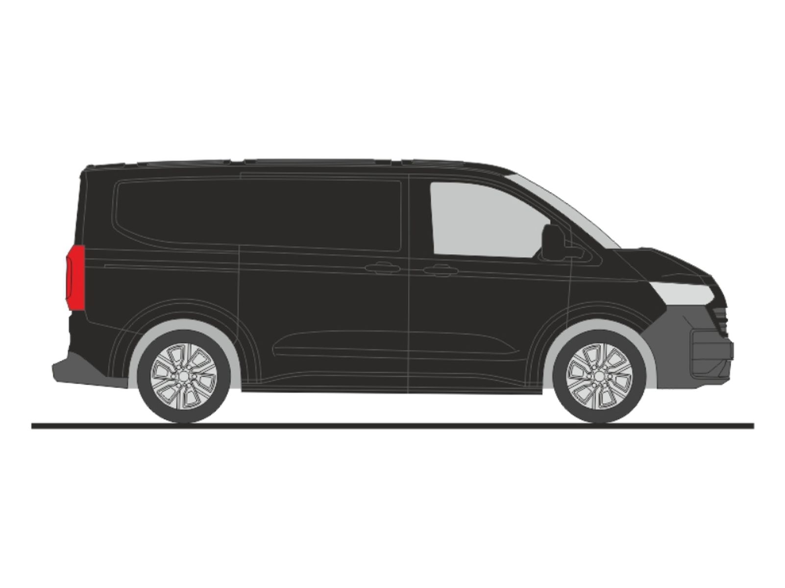 Rietze 11712 - Volkswagen Transporter T7 Kasten KR FD midnight black metallic