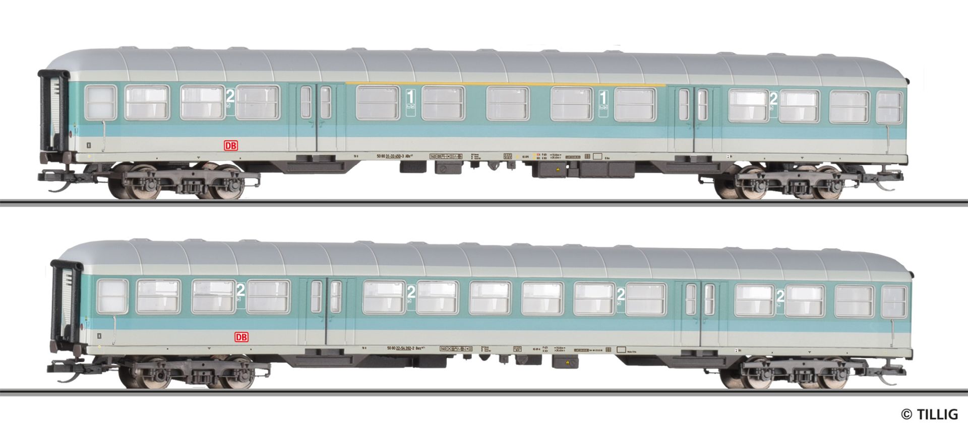 Tillig 01126 - 2er Set Reisezugwagen, ABn 703 und Bn 719, DBAG, Ep.V