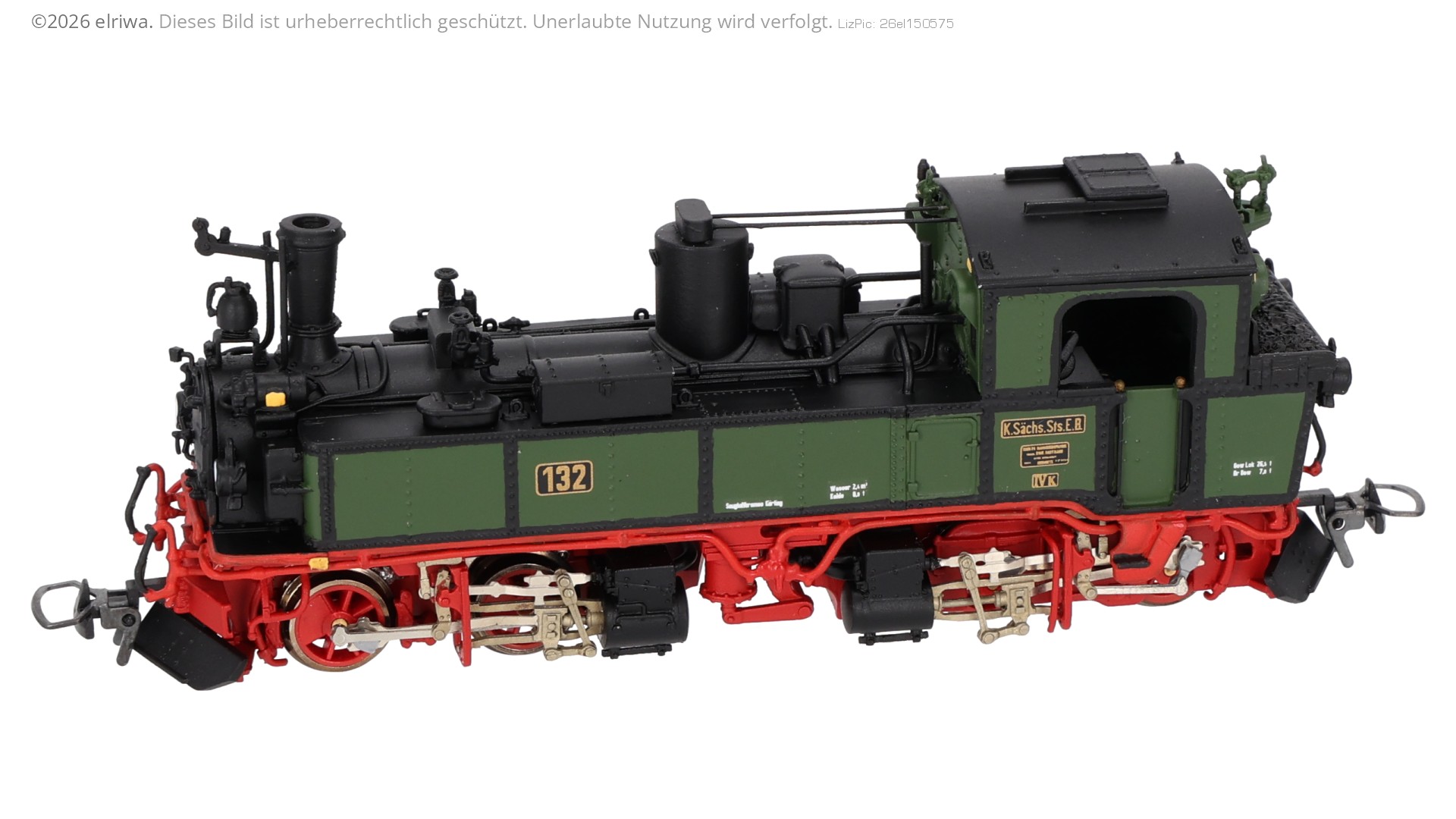 Bemo 1016892 - Dampflok sächsiche IV-K, 132, Museumslok, K.Sächs.Sts.E.B., Ep.I