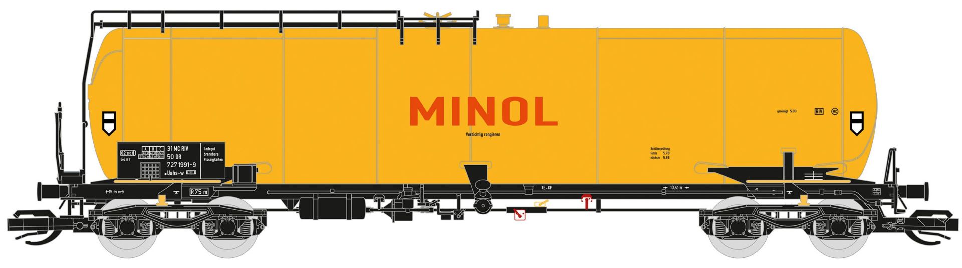 Saxonia 120217 - Kesselwagen Uahs, 8106, DR, Ep.IV, gelb 'MINOL' Saxonia 120217 - Kesselwagen Uahs, 8106, DR, Ep.IV, gelb 'MINOL'