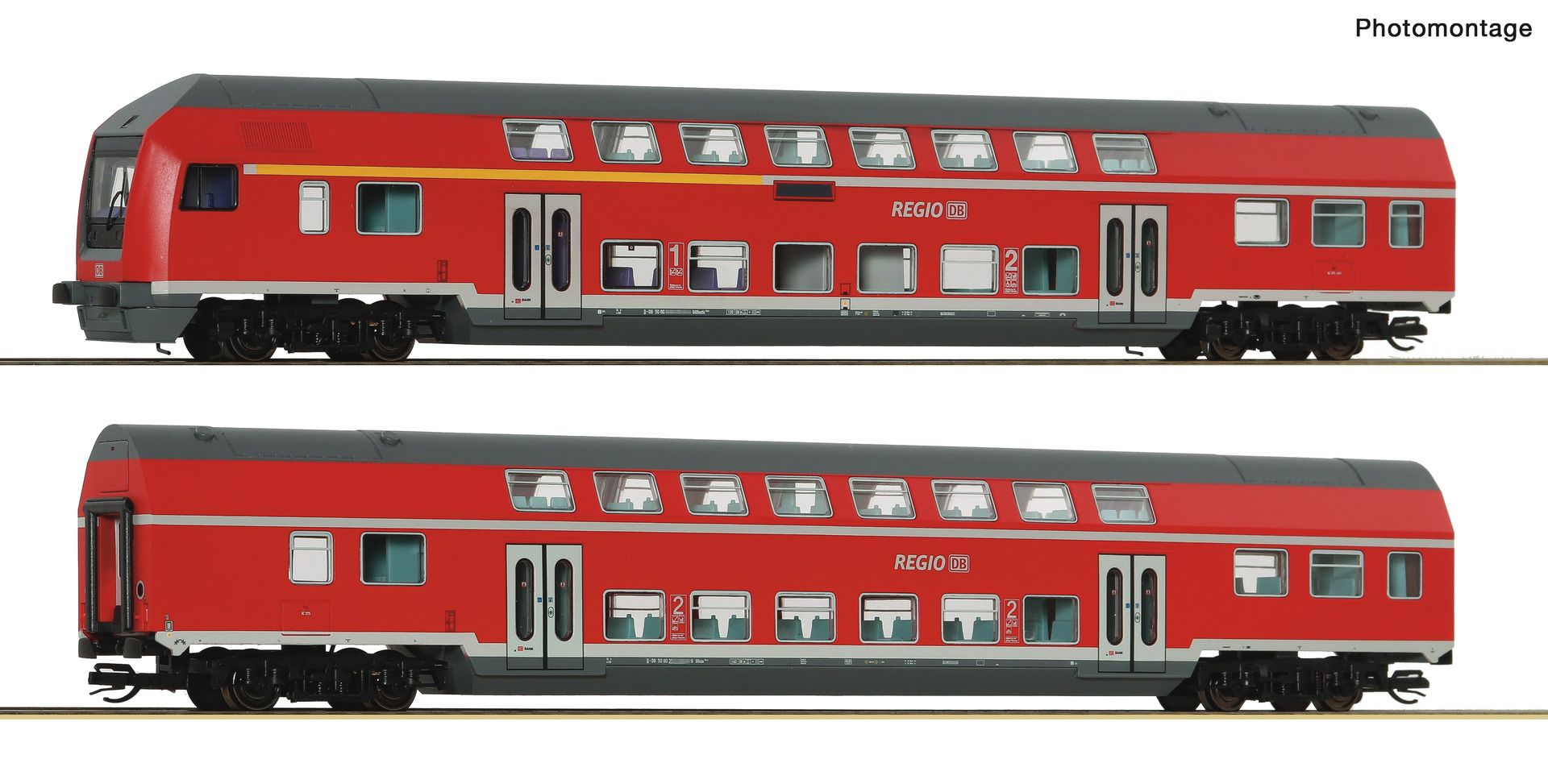 Roco 6290071 - 2er Set Doppelstockwagen mit Steuerwagen, DBAG, Ep.V-VI