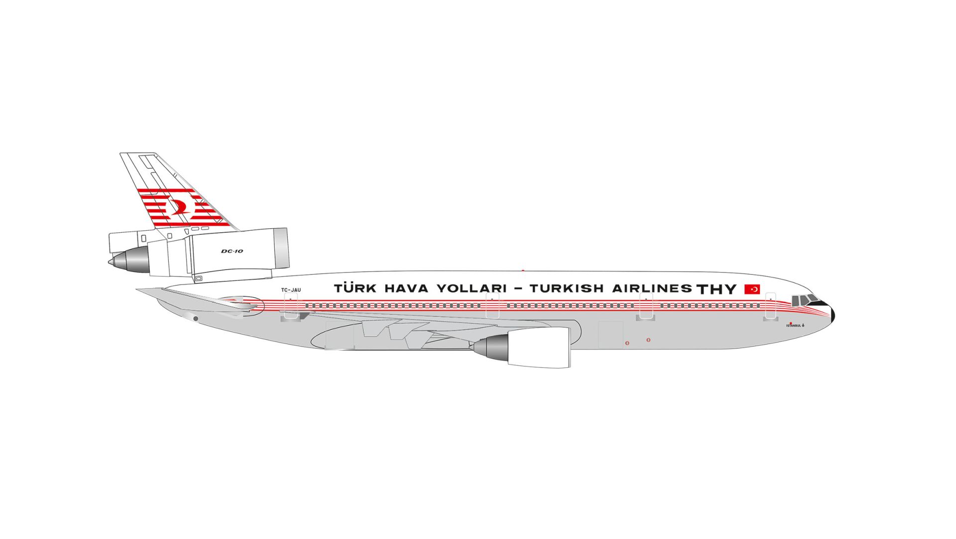 Herpa 539722 - Turkish Airlines McDonnell Douglas DC-10-10 - TC-JAU "Istanbul"