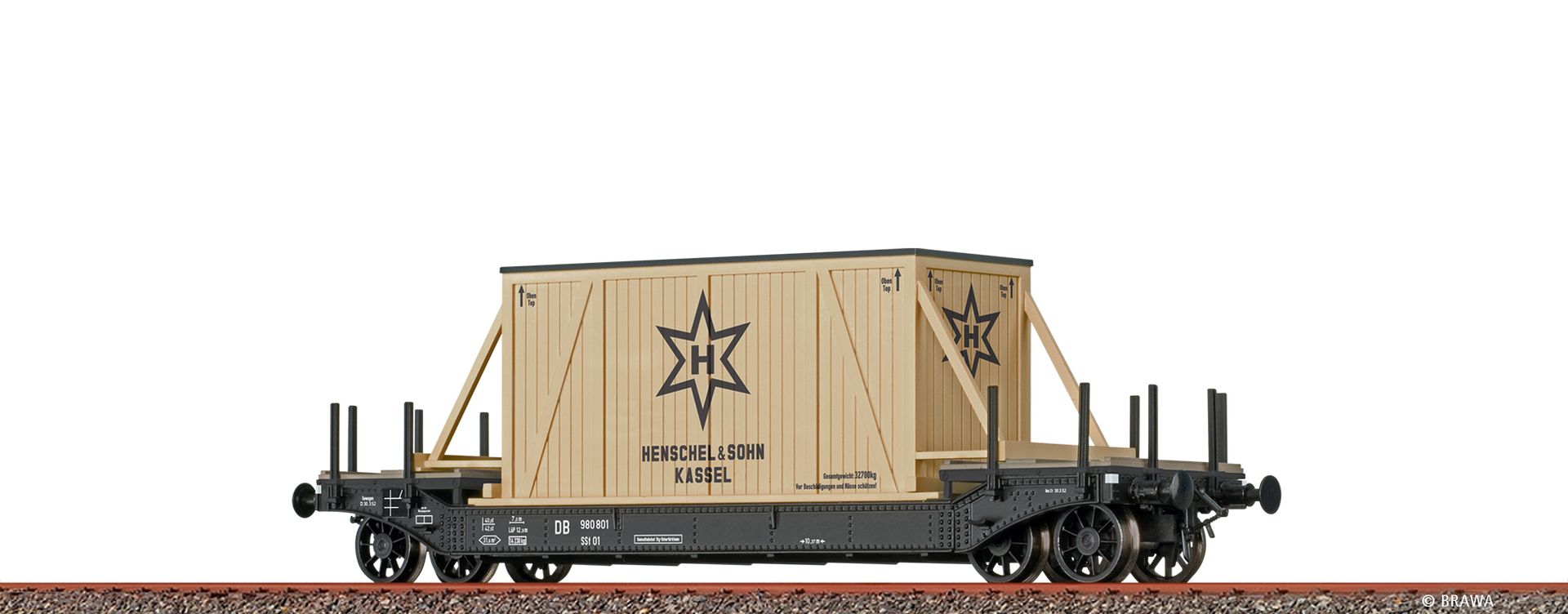Brawa 47914 - Tiefladewagen SSt01 "Henschel & Sohn", DB, Ep.III