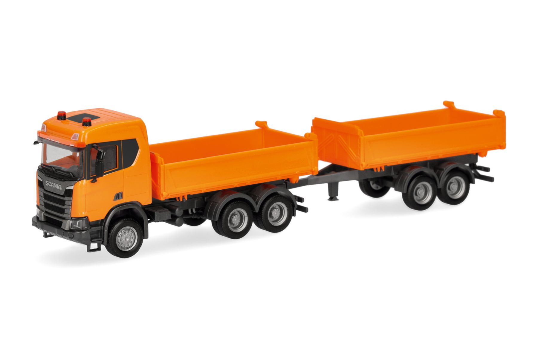 Herpa 321679 - Scania CR ND XT Baukipper-Hängerzug, kommunalorange