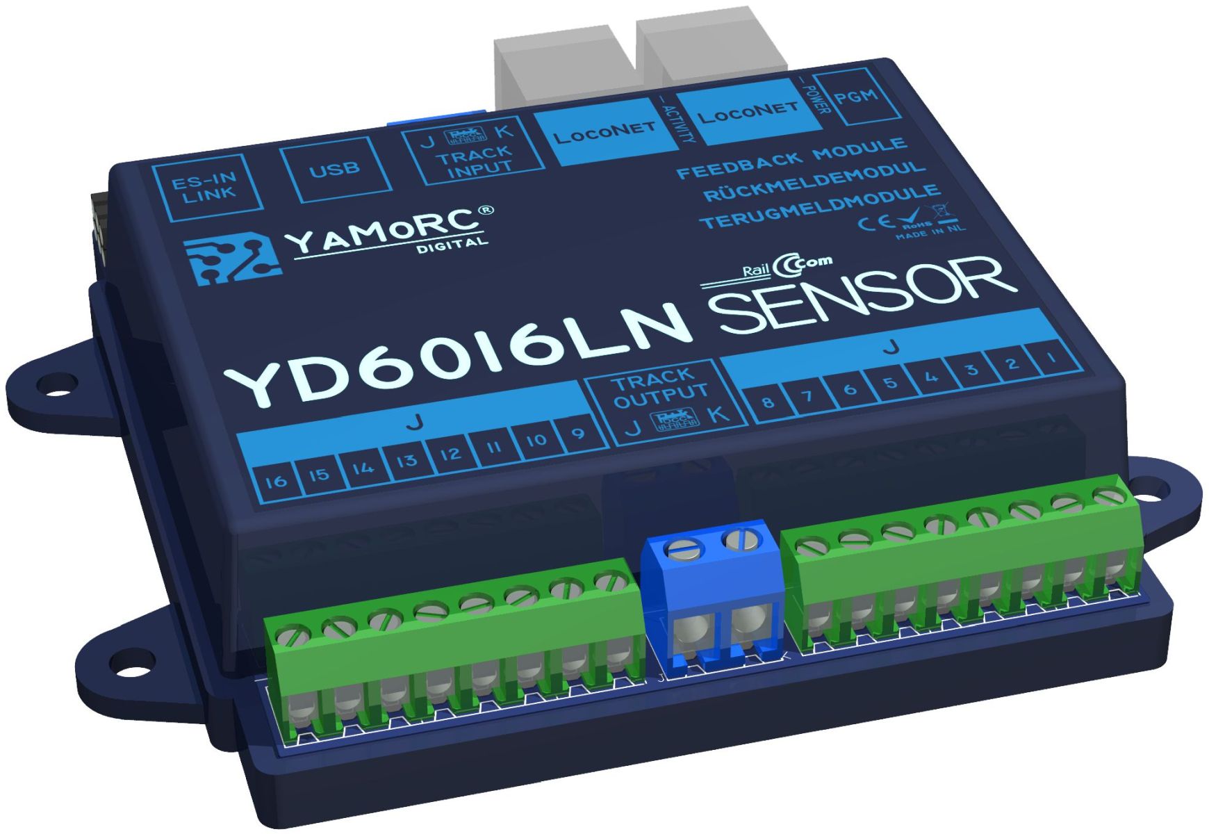 YAMORC YD6016LN-RC - 16-fach LocoNet Rückmeldemodul mit Stromfühler und s88-Anschluss
