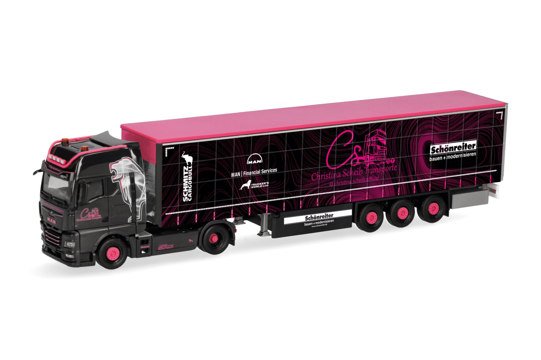 Herpa 322003 - MAN TGX GX Gardinenplanen-Sattelzug "Christina Scheib"