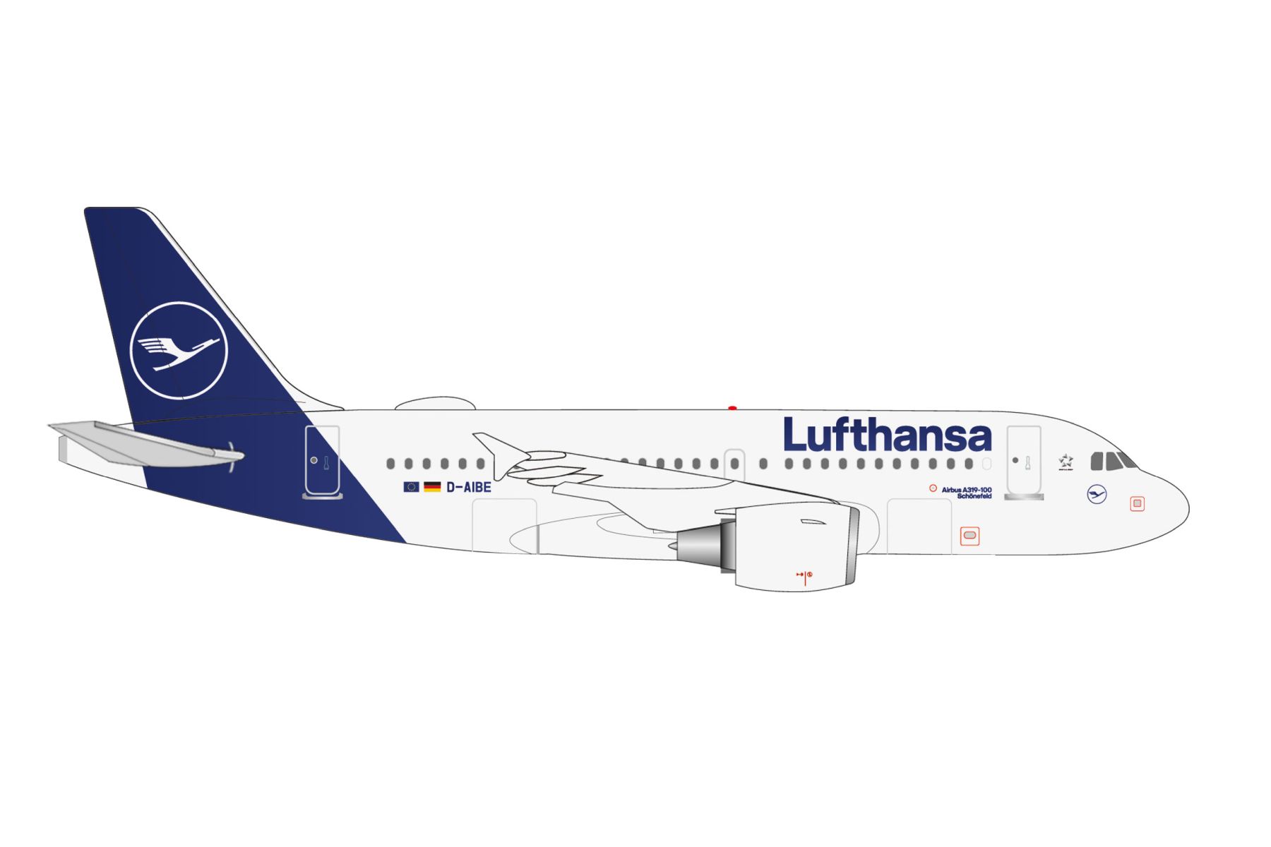 Herpa 538749 - Lufthansa Airbus A319 - D-AIBE "Schönefeld"