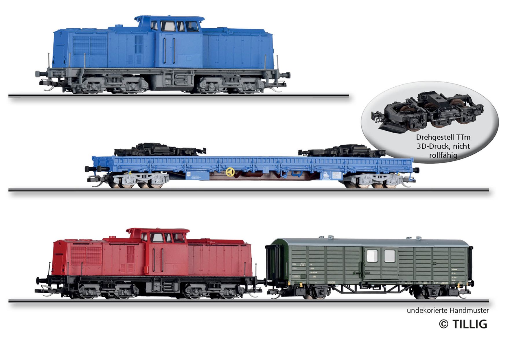 Tillig 01080 - Zugset 'HSB-Überführung' mit BR 204, Lokdummy und Güterwagen, PRESS, Ep.VI