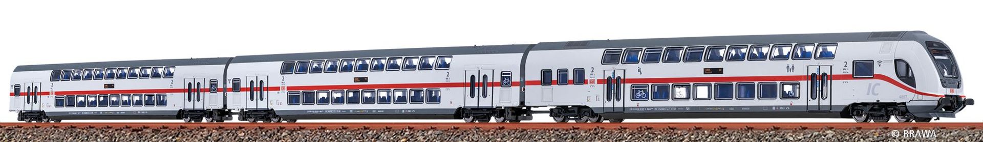 Brawa 64536 - 3er Set TWINDEXX VARIO IC2-Doppelstockwagen, DBAG, Ep.VI 'Konstanz'