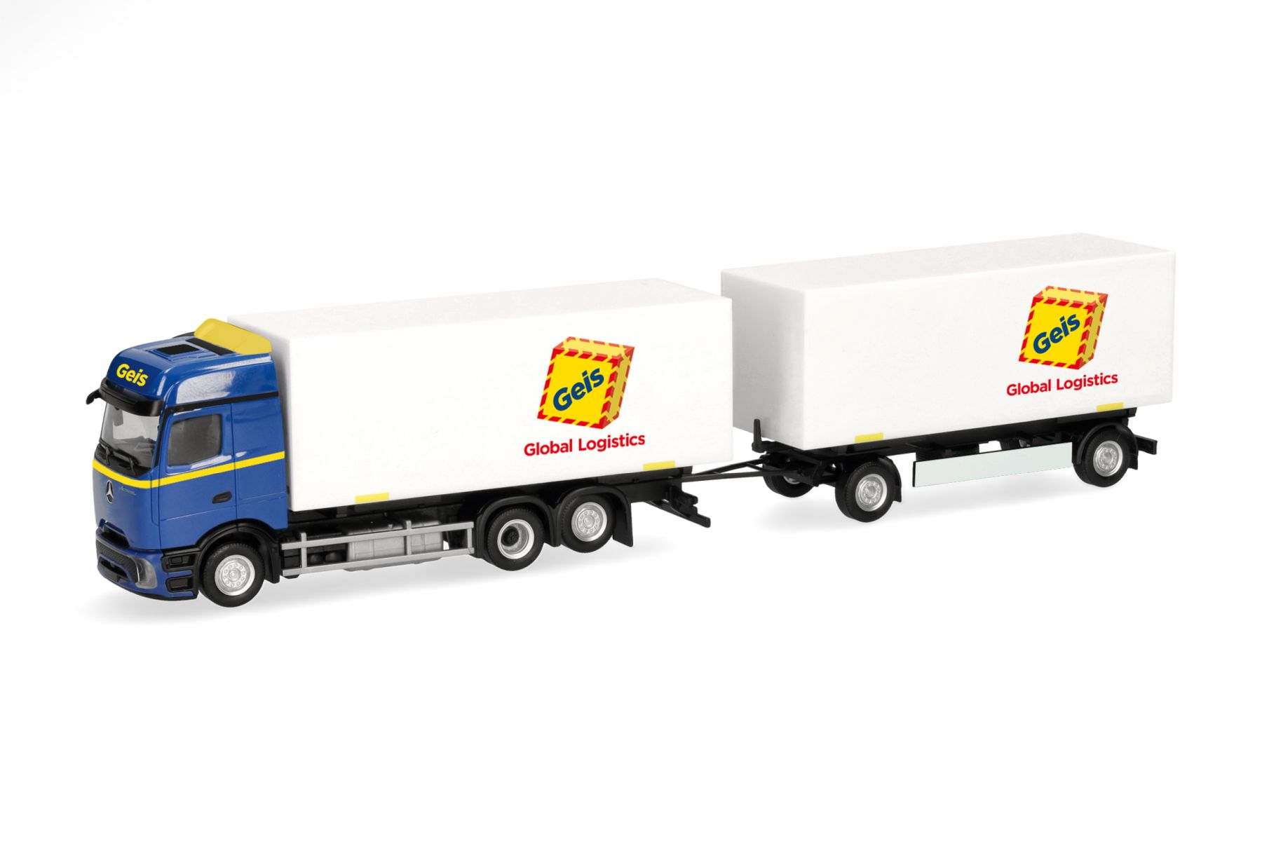 Herpa 321945 - Mercedes-Benz Actros L ProCabin Bigspace Wechselkoffer-Hängerzug "Geis"