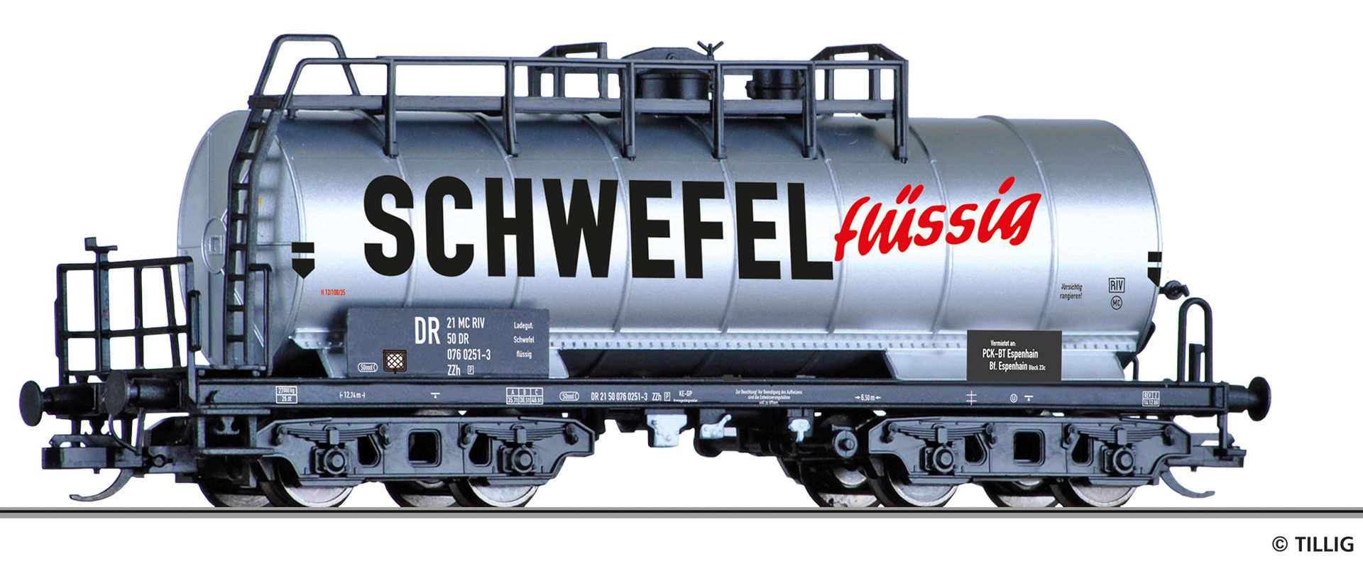 Tillig 502351 - Kesselwagen ZZh, DR, Ep.IV 'Schwefel flüssig'