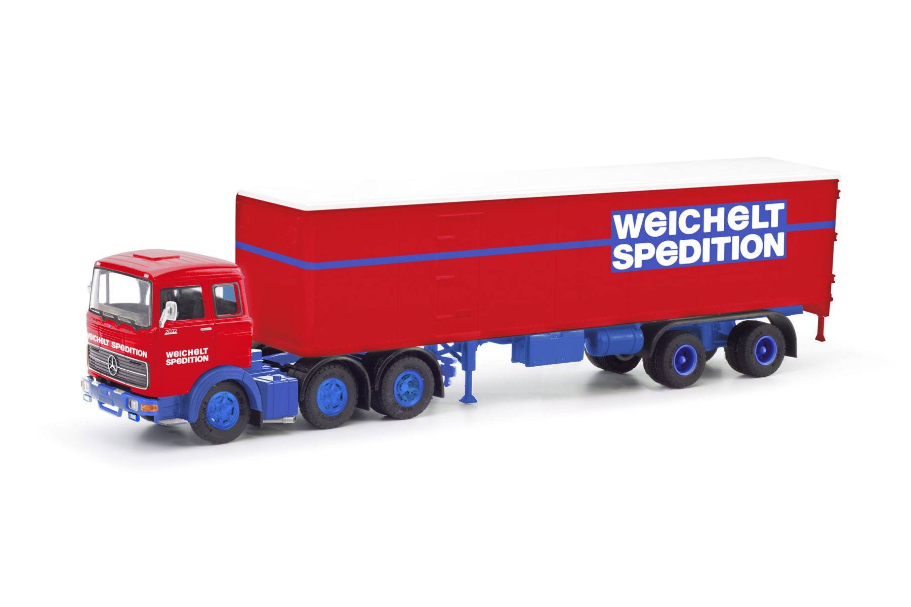 Herpa 87MBS026444 - Mercedes-Benz LPS 2032 Koffer-Sattelzug "Weichelt Spedition"