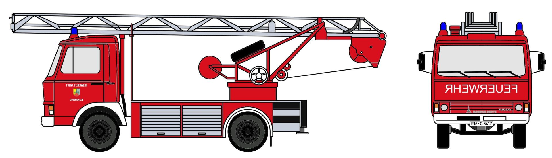 Loewe 4113 - Iveco Magirus "Zeta"  90M5 - DL18 Feuerwehr Simonswald