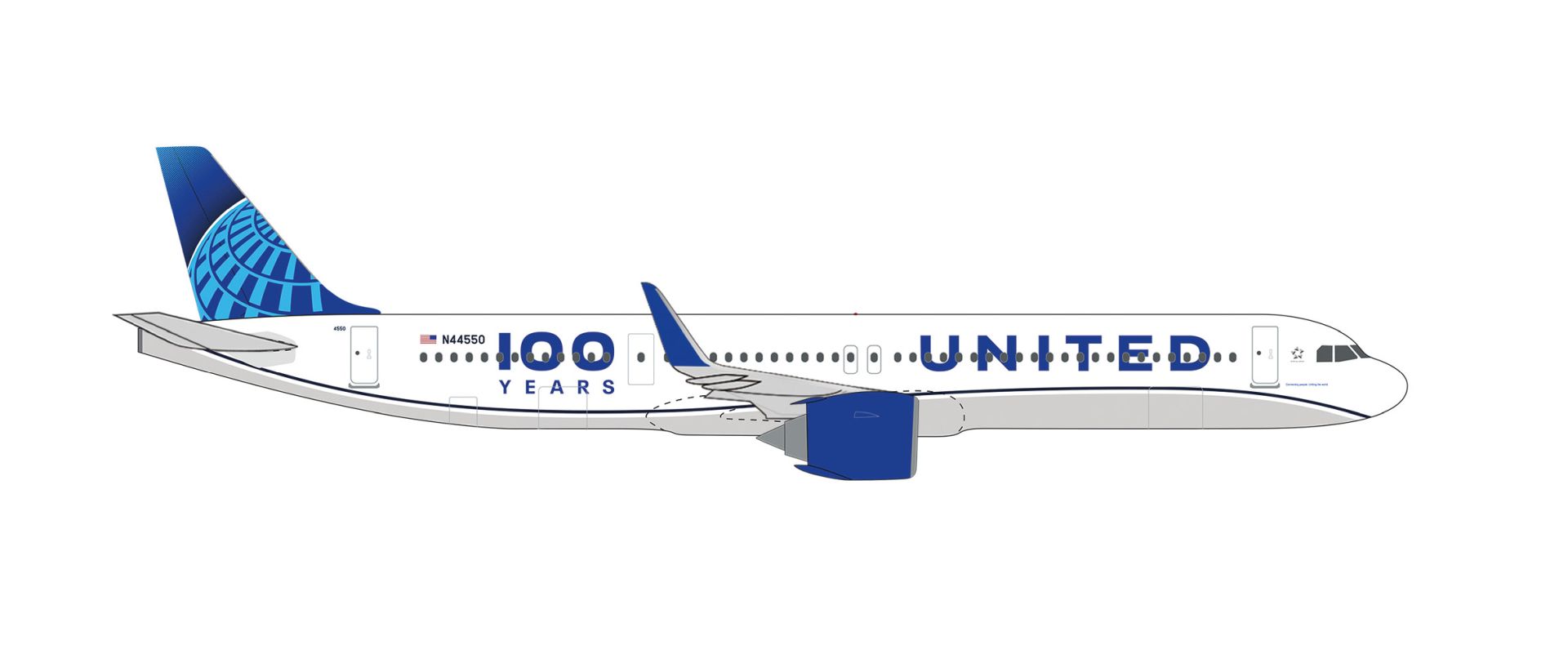 Herpa 539388 - United Airlines Airbus A321neo "100 Years"