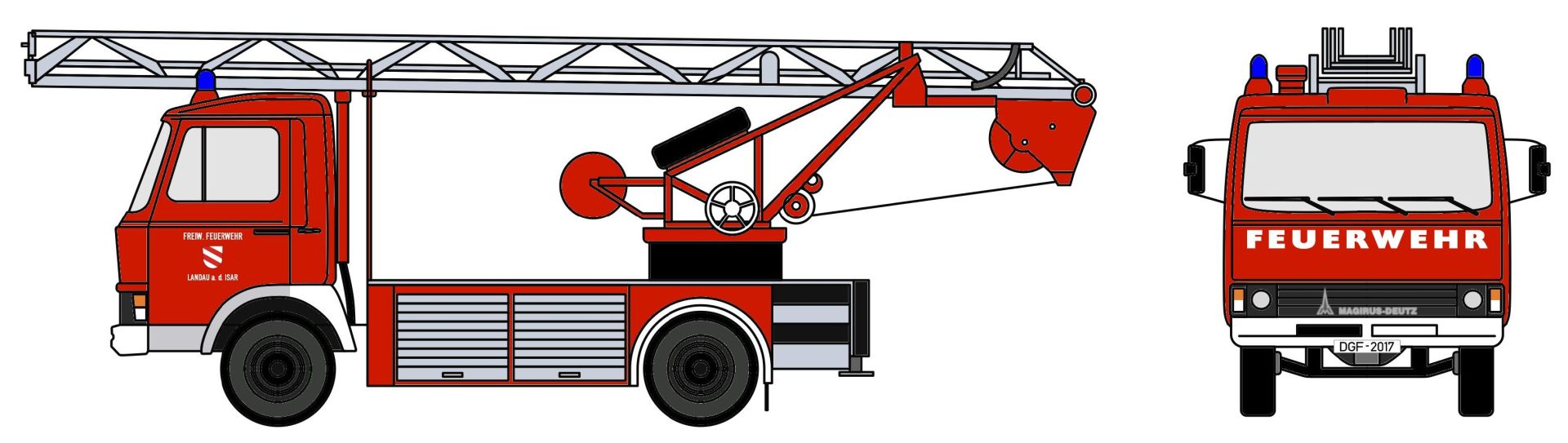 Loewe 4110 - Iveco Magirus "Zeta"  90M5 - DL18 Feuerwehr Landau/Isar