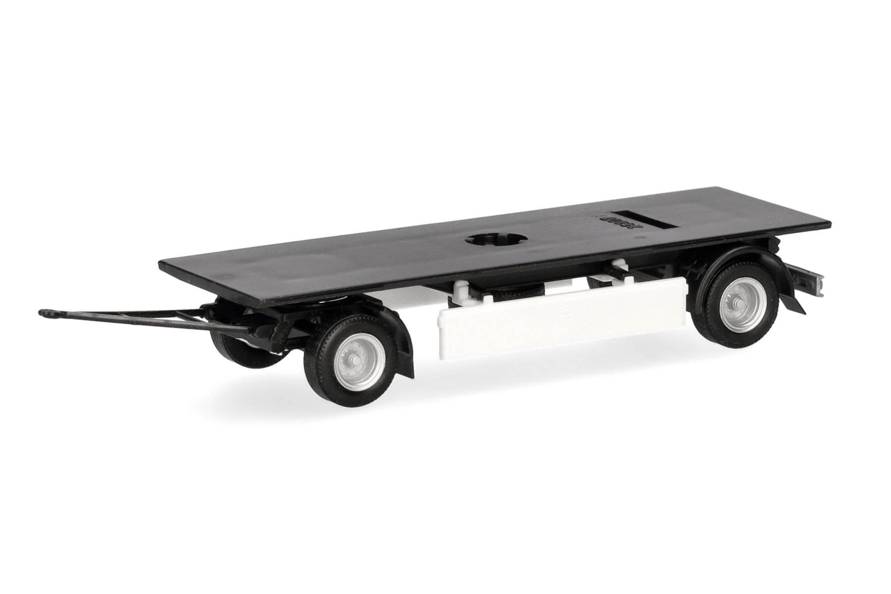 Herpa 086424 - Hängerfahrgestell Festaufbau 7,45m mit separatem Unterfahrschutz geschlossen, schwarz (2 Stück)