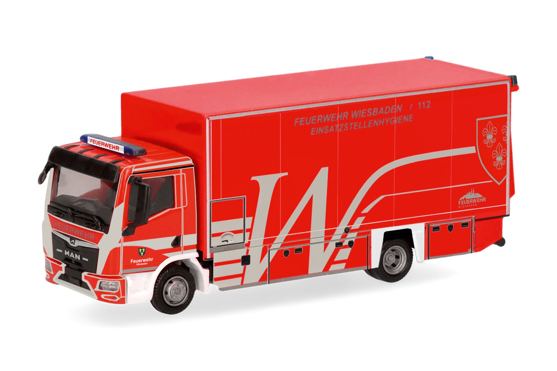Herpa 099707 - MAN TGL CC Koffer-LKW mit Ladebordwand "Feuerwehr Wiesbaden/Einsatzstellenhygiene"