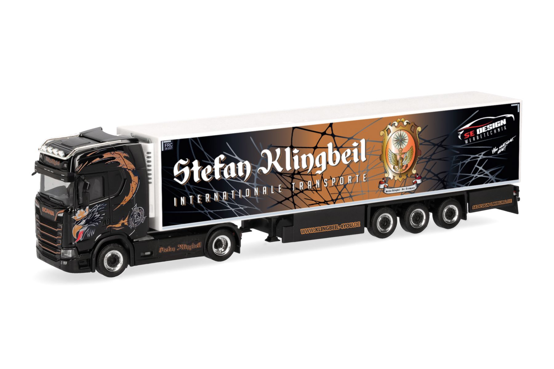 Herpa 321013 - Scania CS 20 Hochdach Kühlkoffer-Sattelzug "Stefan Klingbeil Transporte"