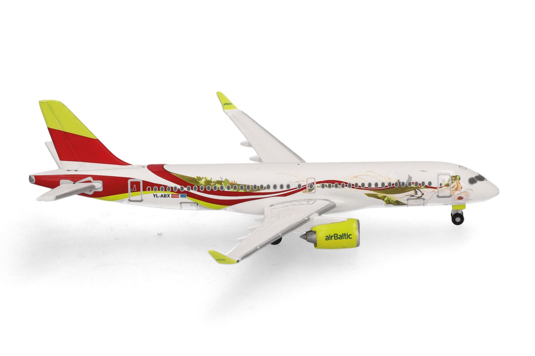 Herpa 538268 - airBaltic Airbus A220-300 "50th A220" - YL-ABX