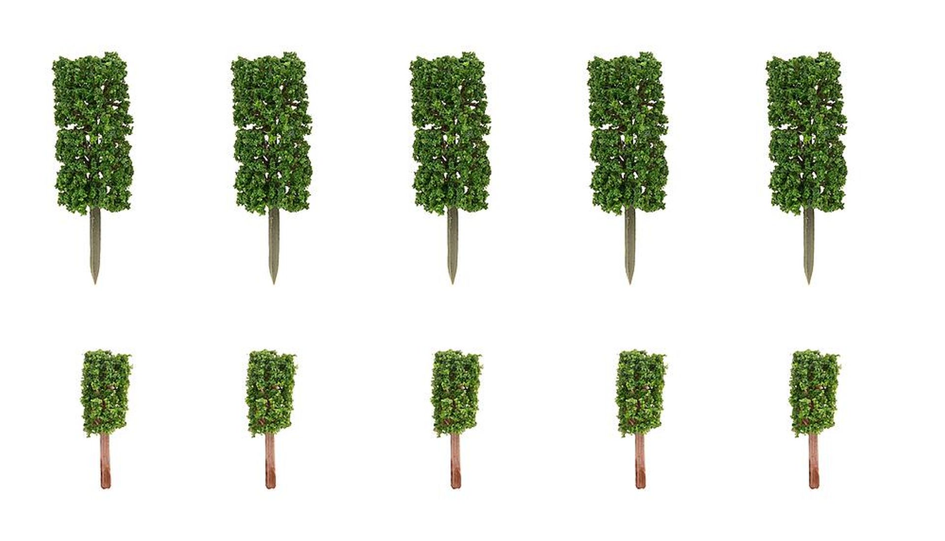 Faller 181592 - 10 Vorgartenbäume, Thuja, säulenförmig, 5x 25mm und 5x 60 mm