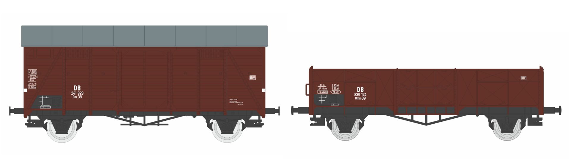 igra 96600001 - 2er Set Güterwagen Gm 39, Ommu 39, DB, Ep.III