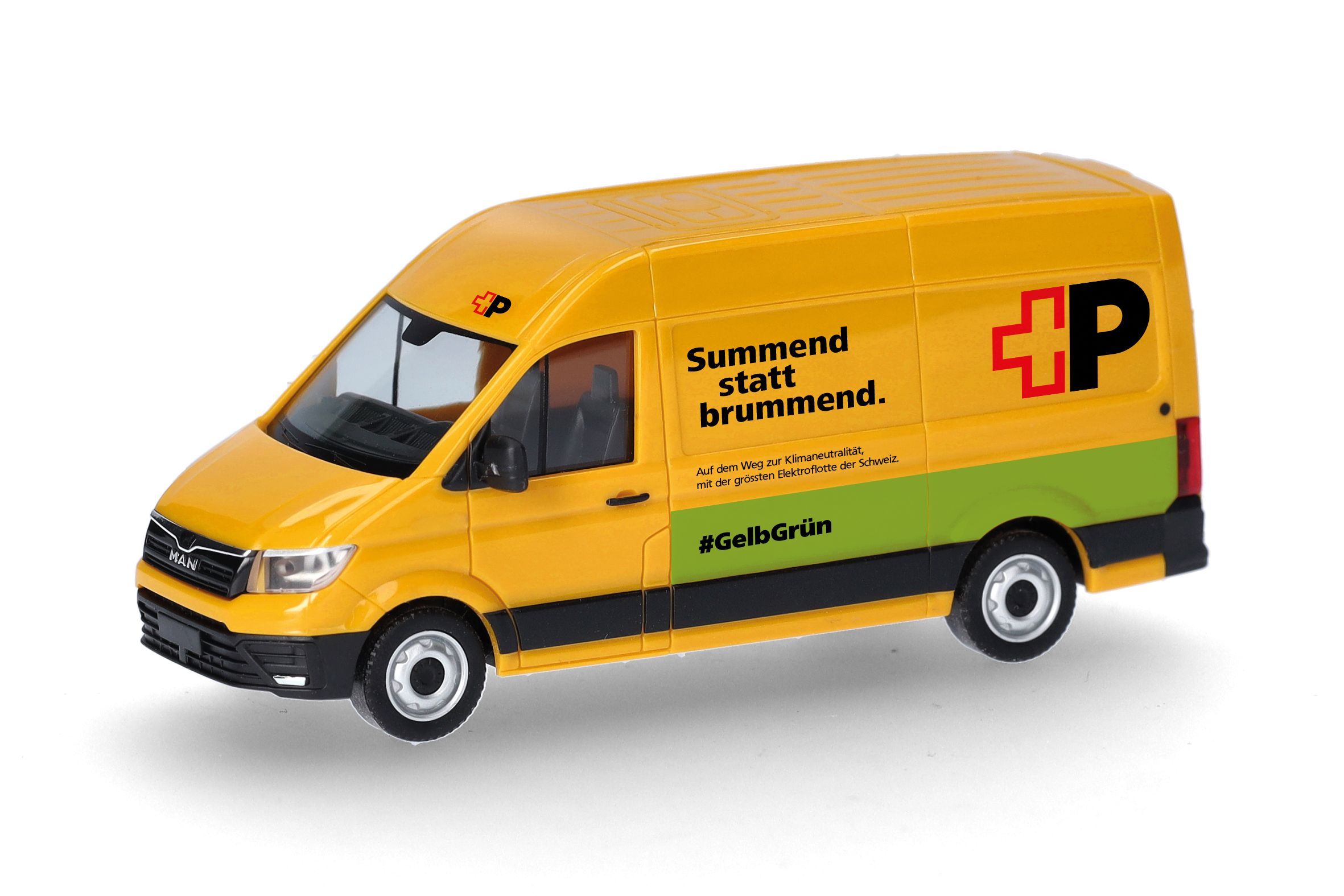 Herpa 098571 - MAN eTGE Kasten Hochdach "Schweizerische Post AG" (Schweiz)