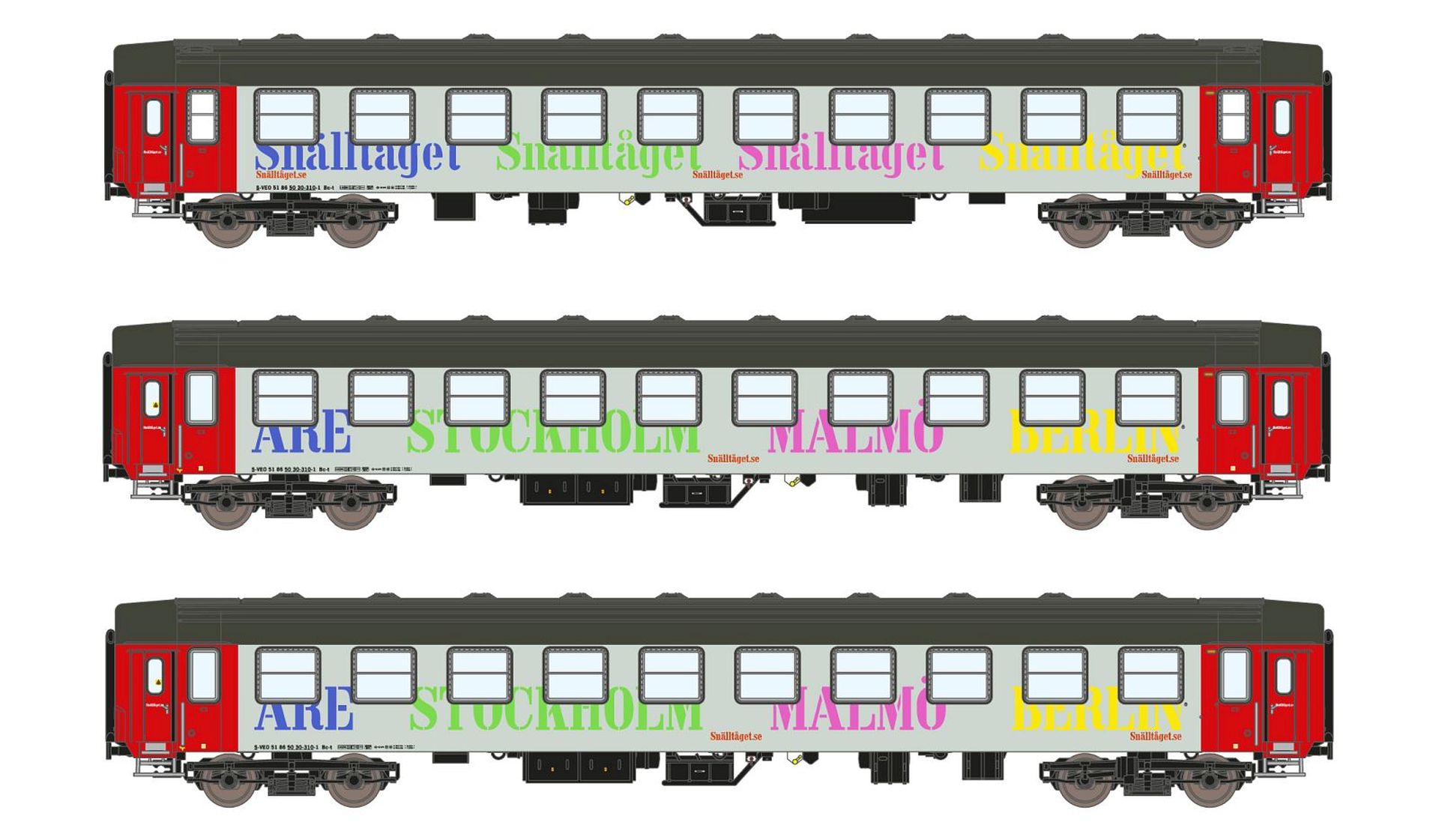 ASM 25500 - 3er Set Liegewagen UIC-Y, Bc Snälltaget, Ep.V-VI