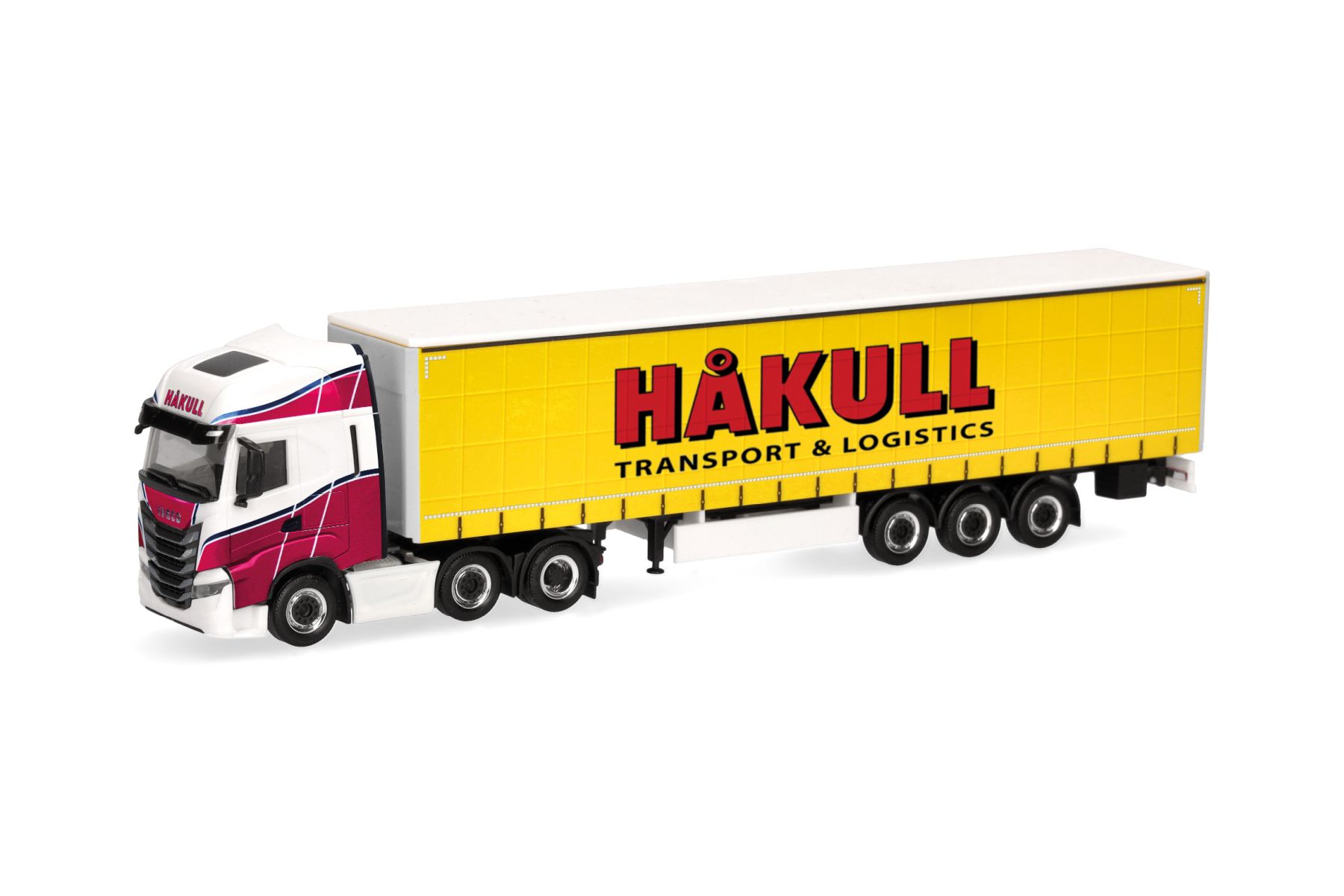 Herpa 320757 - Iveco S-Way Gardinenplanen-Sattelzug "Hakull" (N)