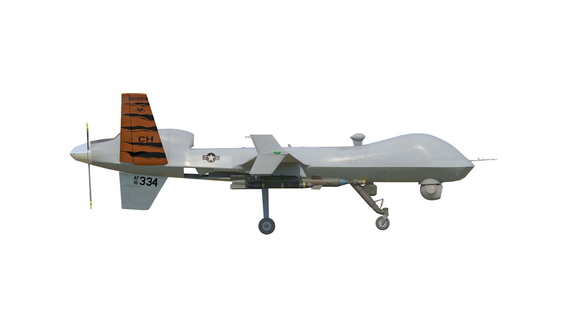Herpa 580922 - U.S. Air Force MQ-9A Reaper - 11th Attack Squadron, 25th Attack Wing, Creech - "Tiger" - 16-4334