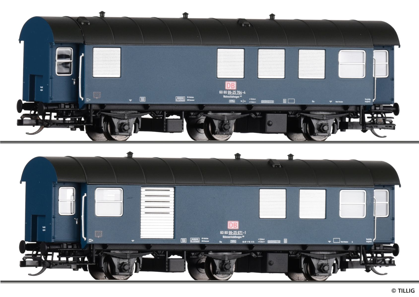 Tillig 01063 - 2er Einheit Bahndienstwagen, Umbauwagen, DBAG, Ep.V