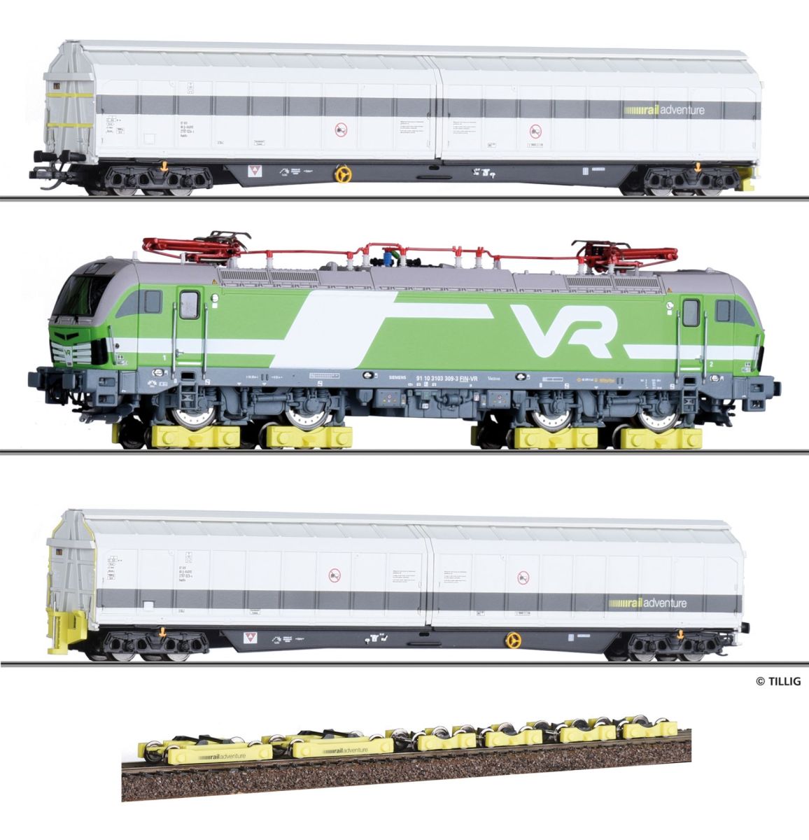 Tillig 01012-A24 - 3er Set 'Loktransport', Rail Adventure, Ep.VI