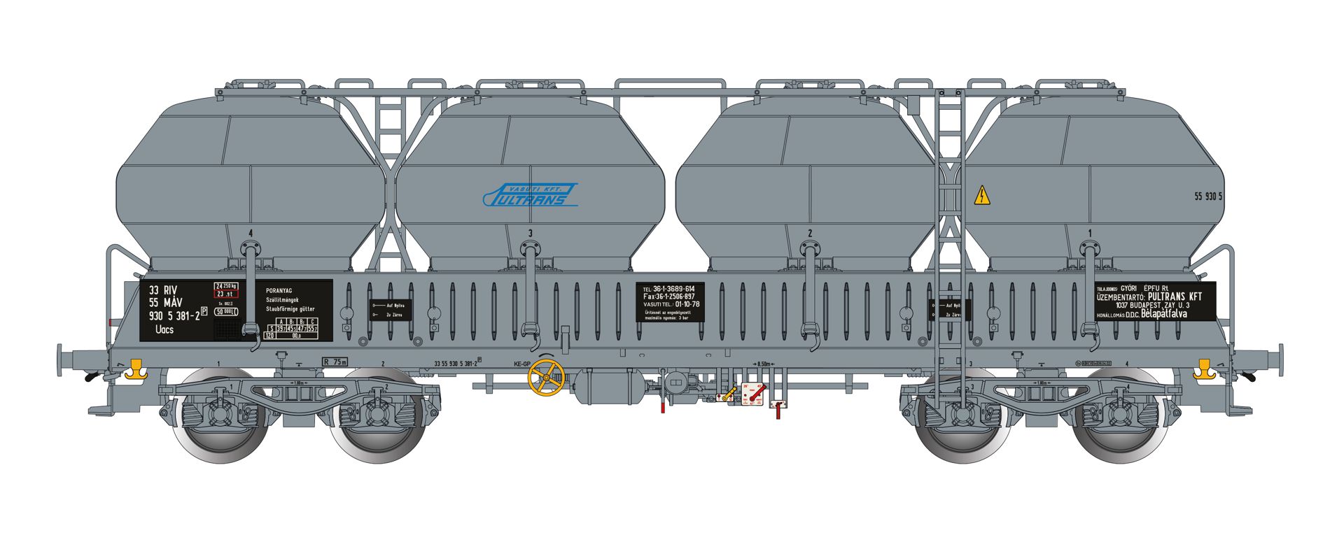 Albert Modell 930012 - Zementsilowagen Uacs, MAV, Ep.V