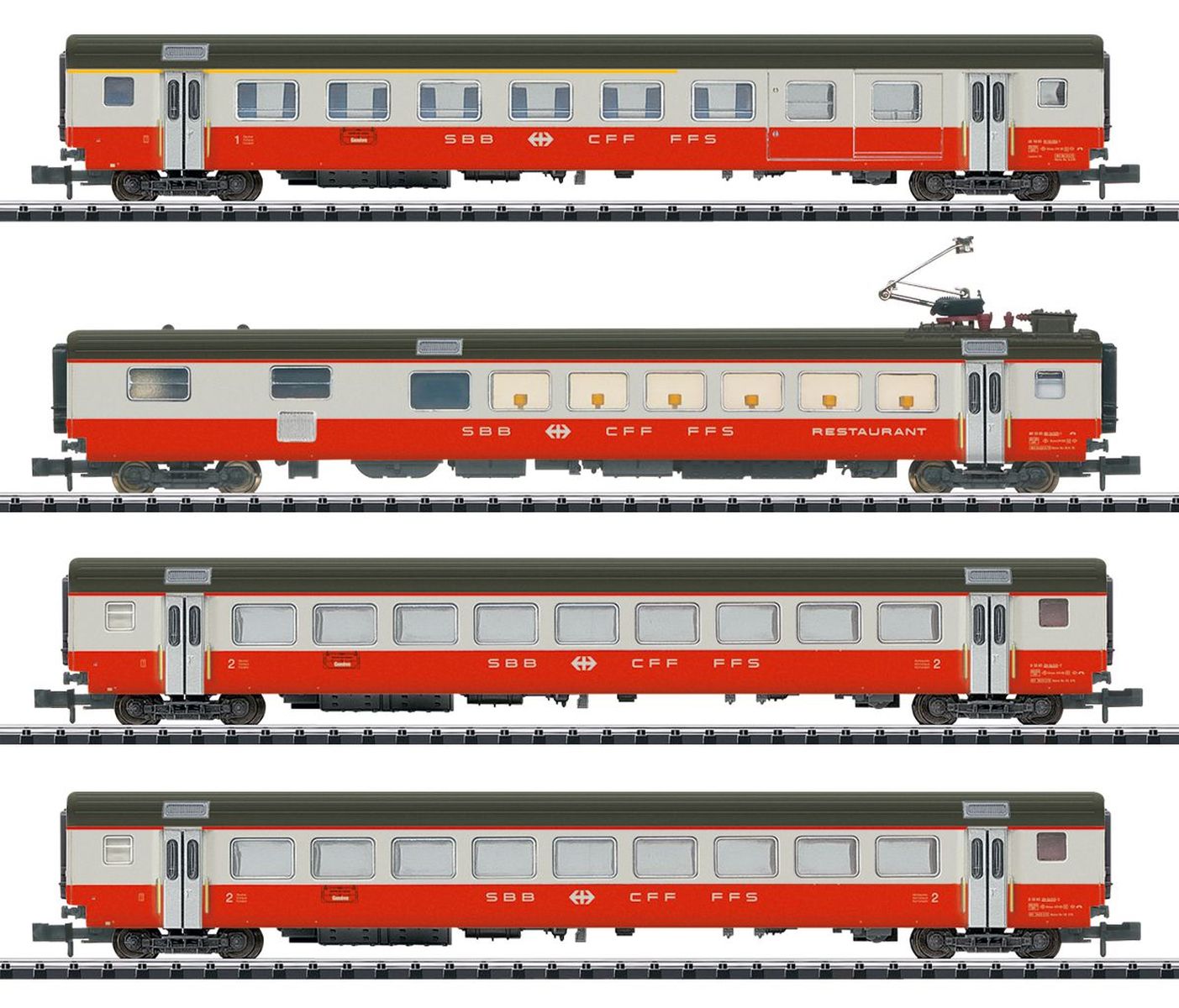 Trix 18720 - 4er Set Personenwagen EW II 'Swiss Express', SBB, Ep.IV