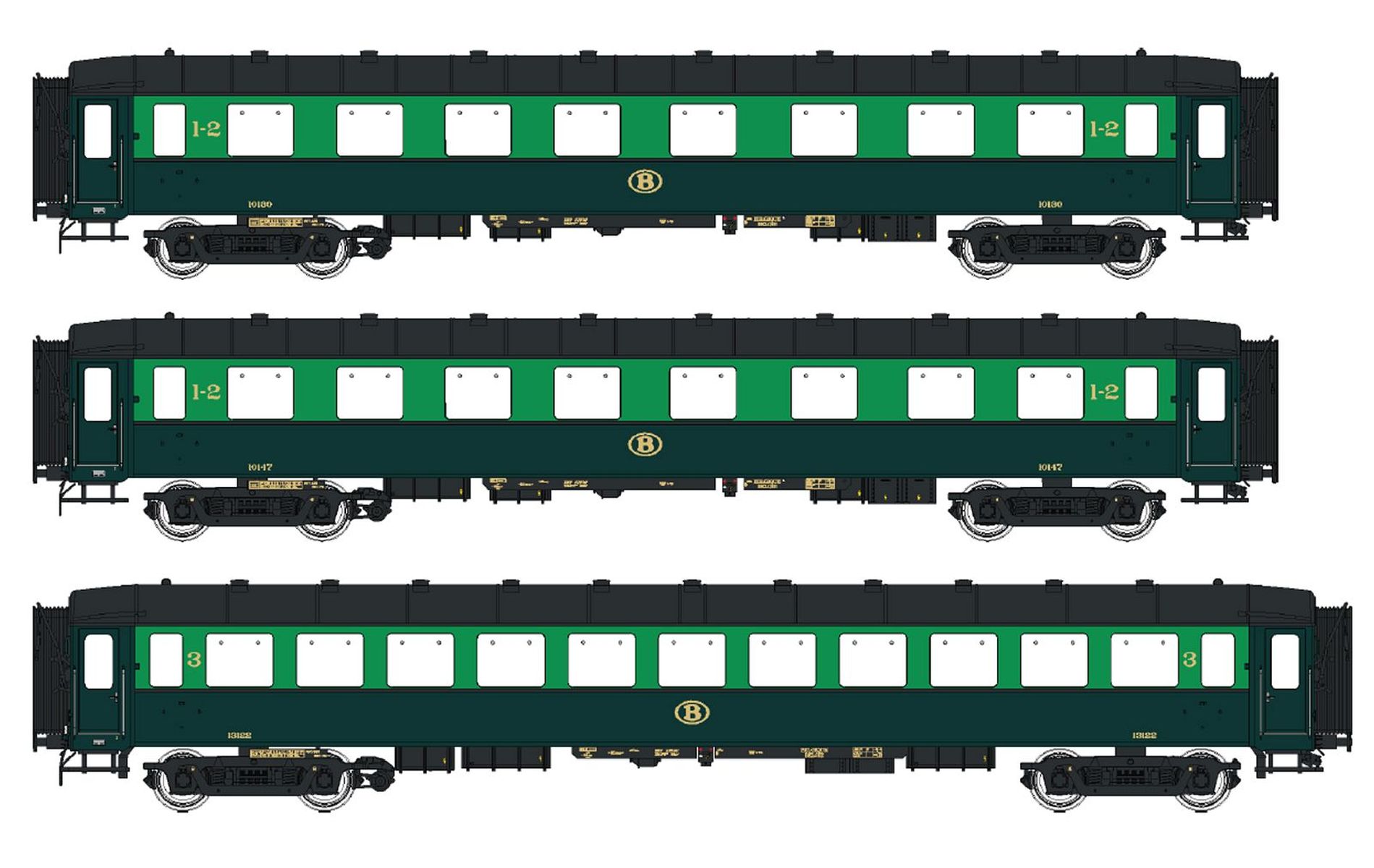 L.S. Models LS42107 - 3er Set Personenwagen I2 AB+AB+C, SNCB, Ep.IIIa