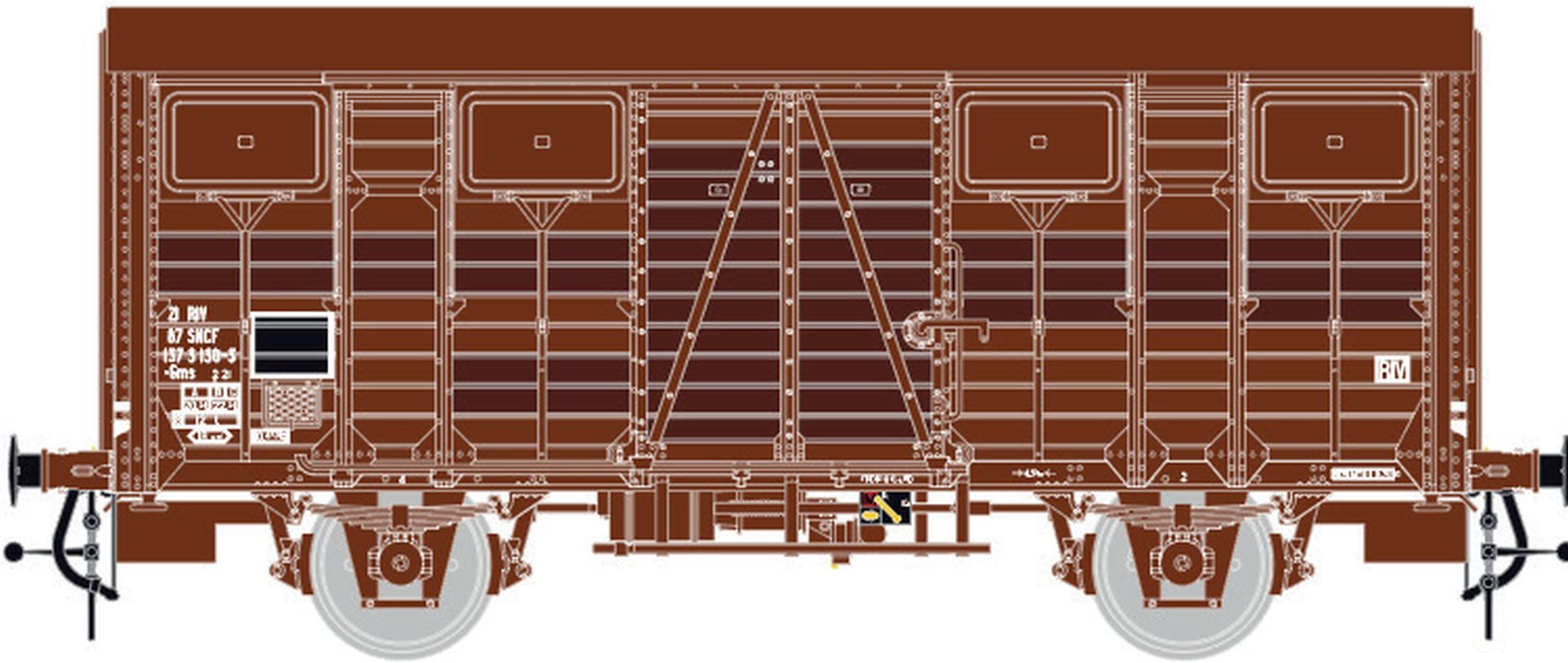 L.S. Models 31303 - Gedeckter Güterwagen Gms OCEM, SNCF, Ep.IVa