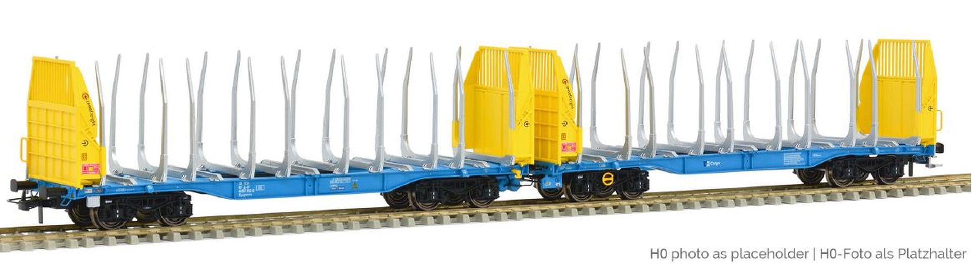 Sudexpress T657111 - Holztransportwagen Sggmrrs 90 'GigaWood', CD-Cargo, Ep.VI, blau-gelb, 010-8