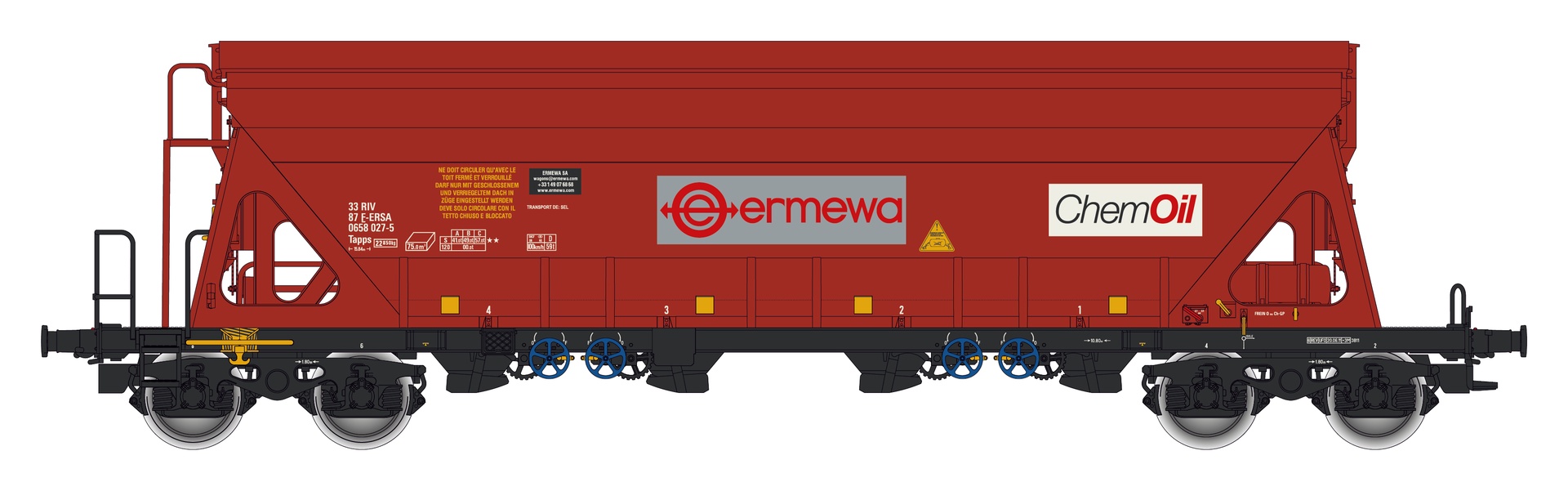 Albert Modell 065332 - Schüttgutwagen Tapps, F-ERSA, Ep.VI 'ERMEWA, ChemOil'