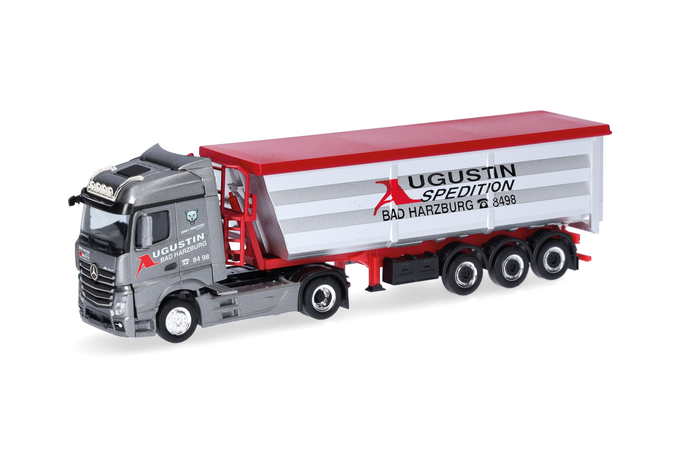 Herpa 319614 - Mercedes-Benz Actros Streamspace Stahlmulden-Sattelzug "Augustin Spedition"